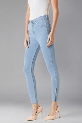 women's regular fit can't have just one zipper high waist denim pant light blue - light blue
