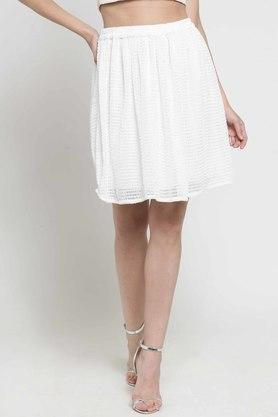 women's regular fit structure flared skirt - white