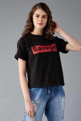women's savage blow boat neck t-shirt - black