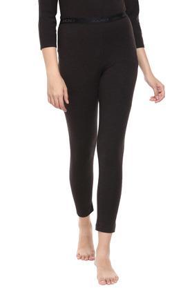 women's solid thermal pants - black