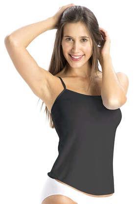 women's spaghetti neck solid camisole - black
