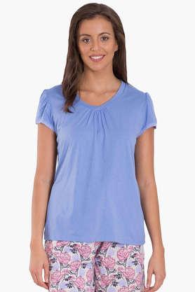 women's v neck solid t-shirt - light blue