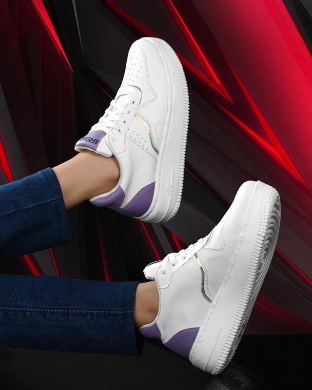 women's white & purple sneakers