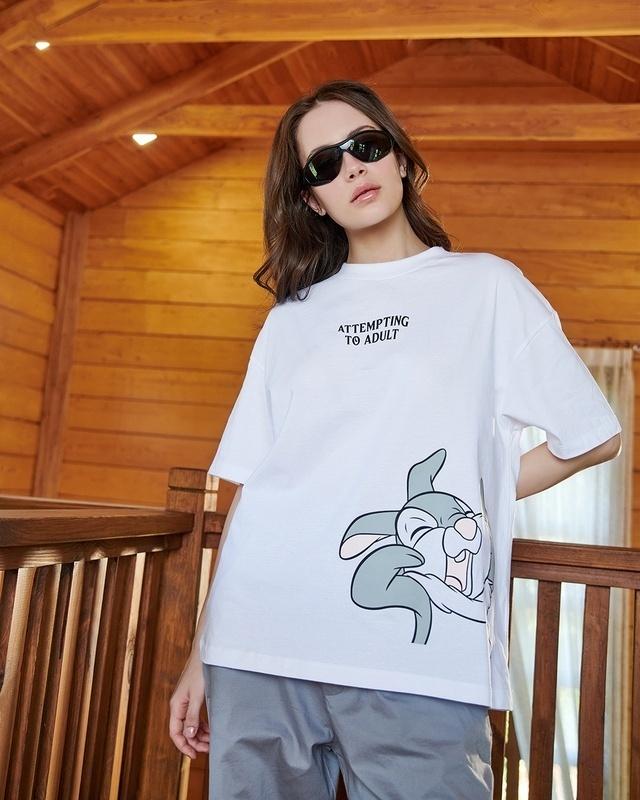 women's white attempting to adult graphic printed oversized t-shirt