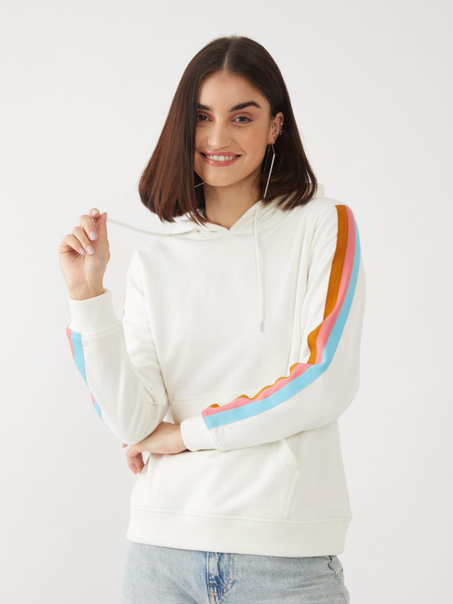 women's white printed sweatshirt
