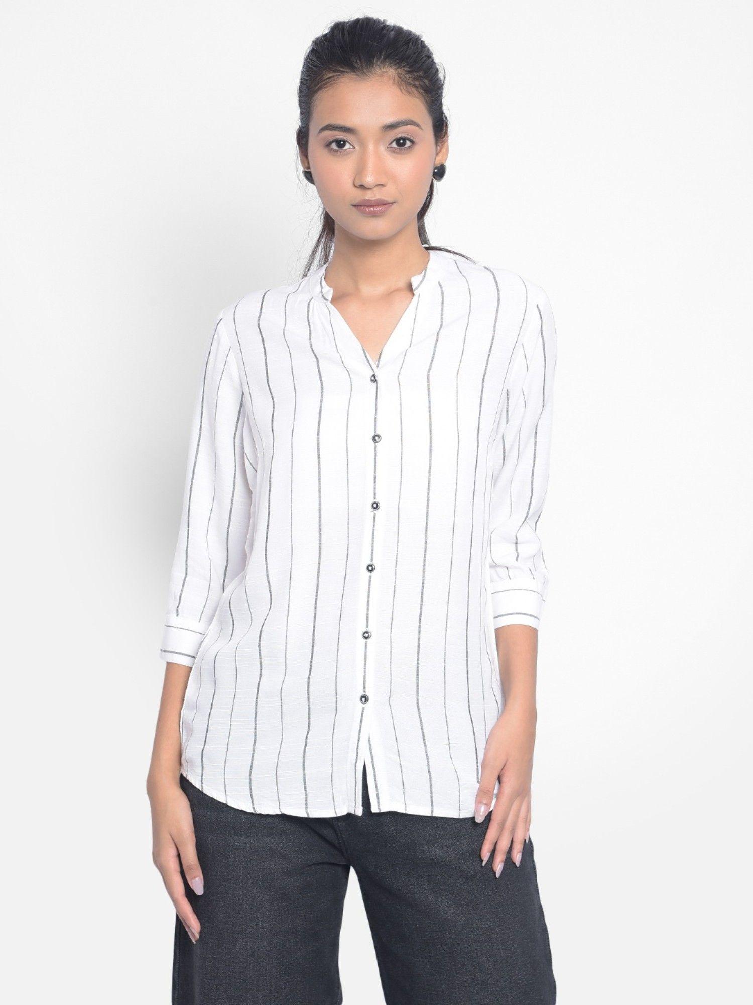 women's white striped shirt