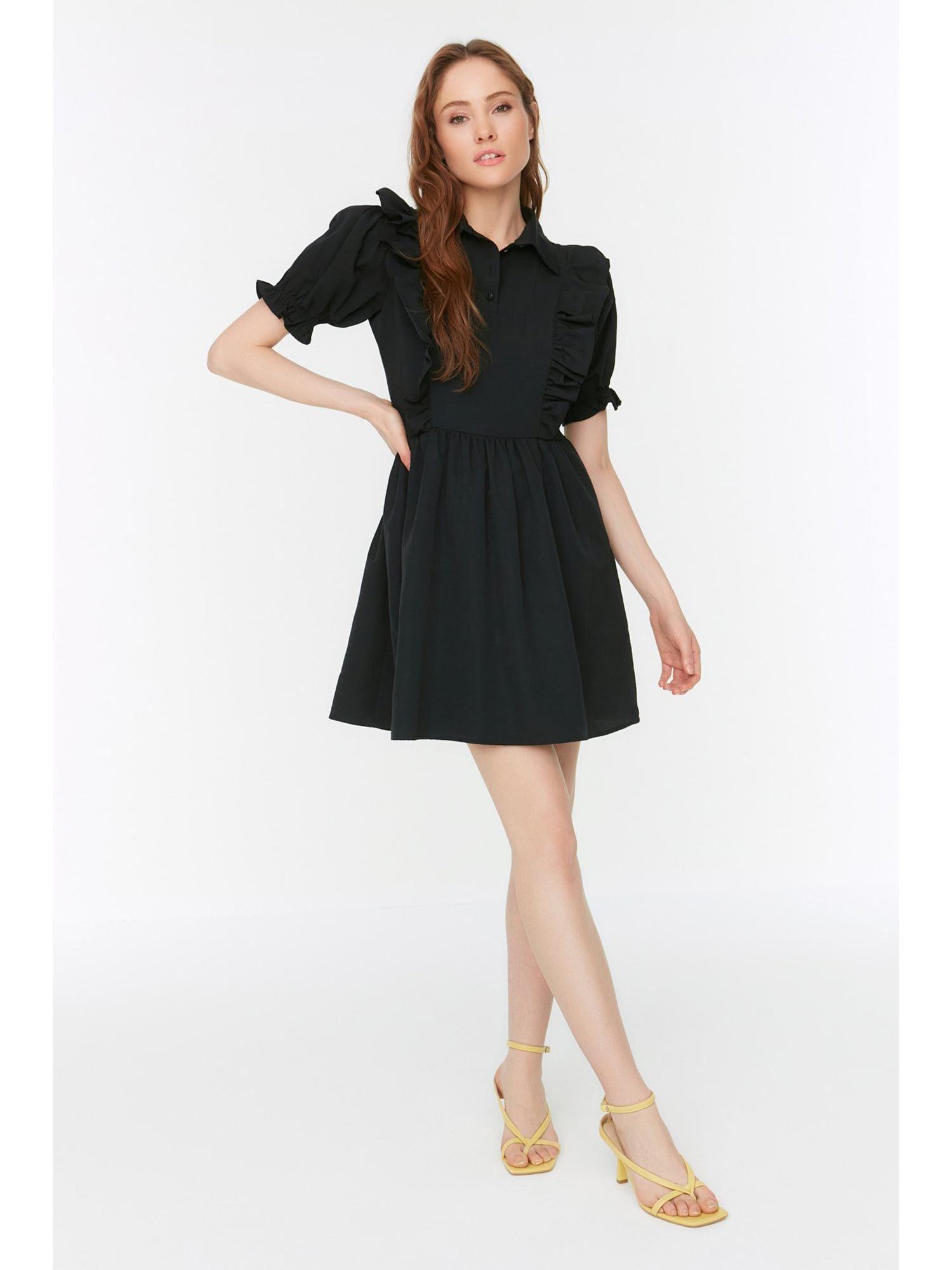 women's a-line black mini dresses