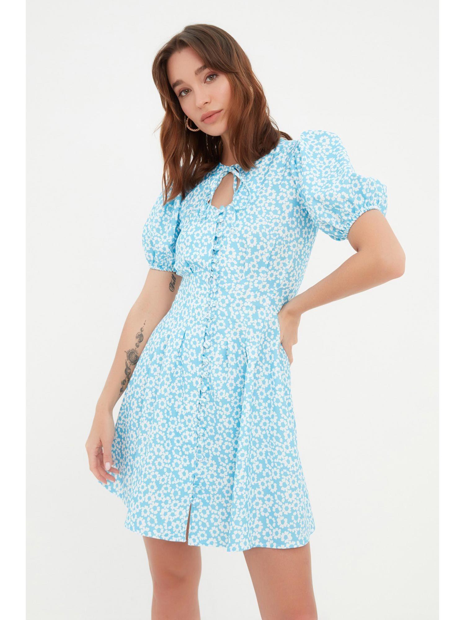 women's a-line blue mini dresses