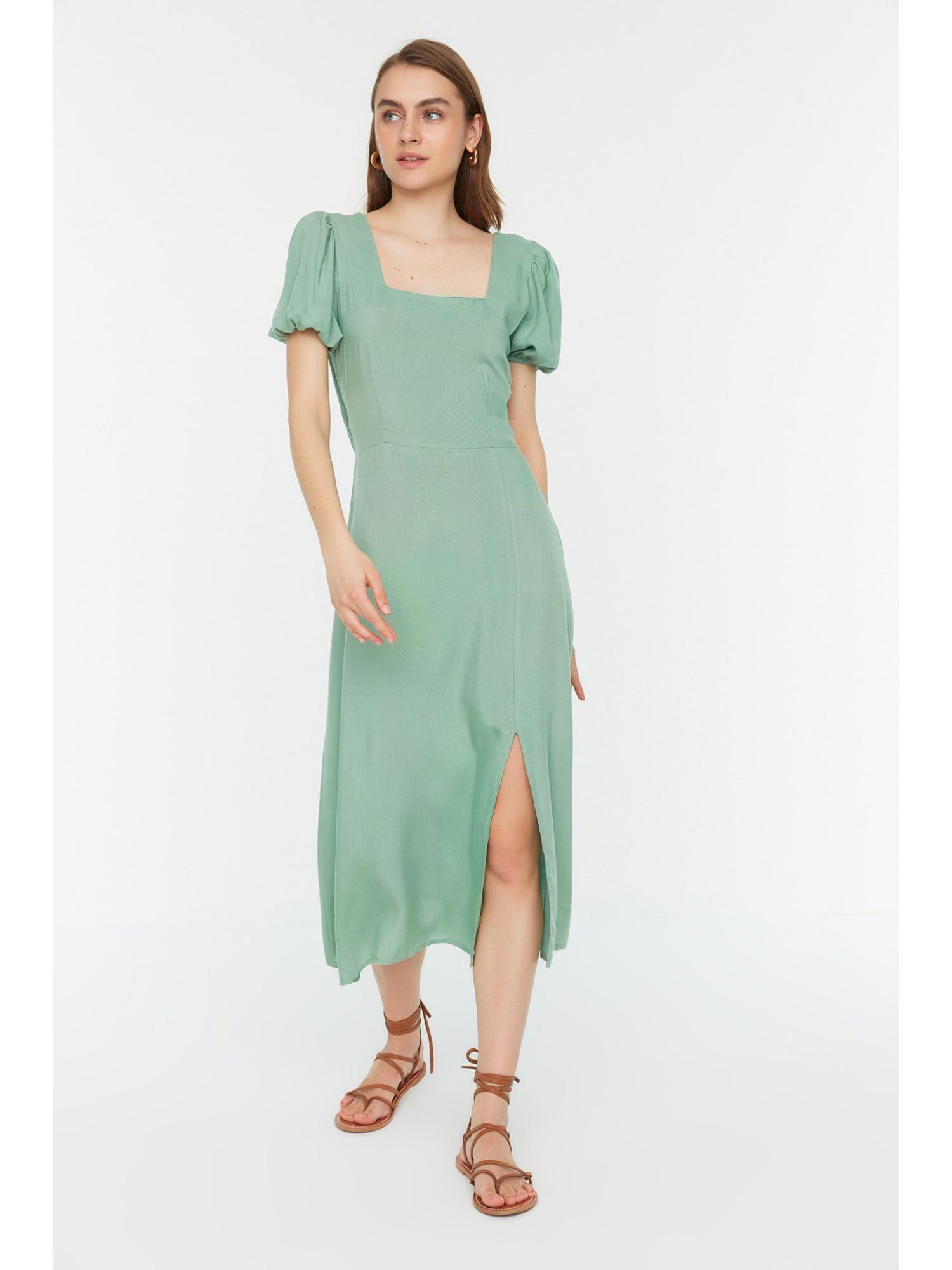 women's a-line green midi dresses