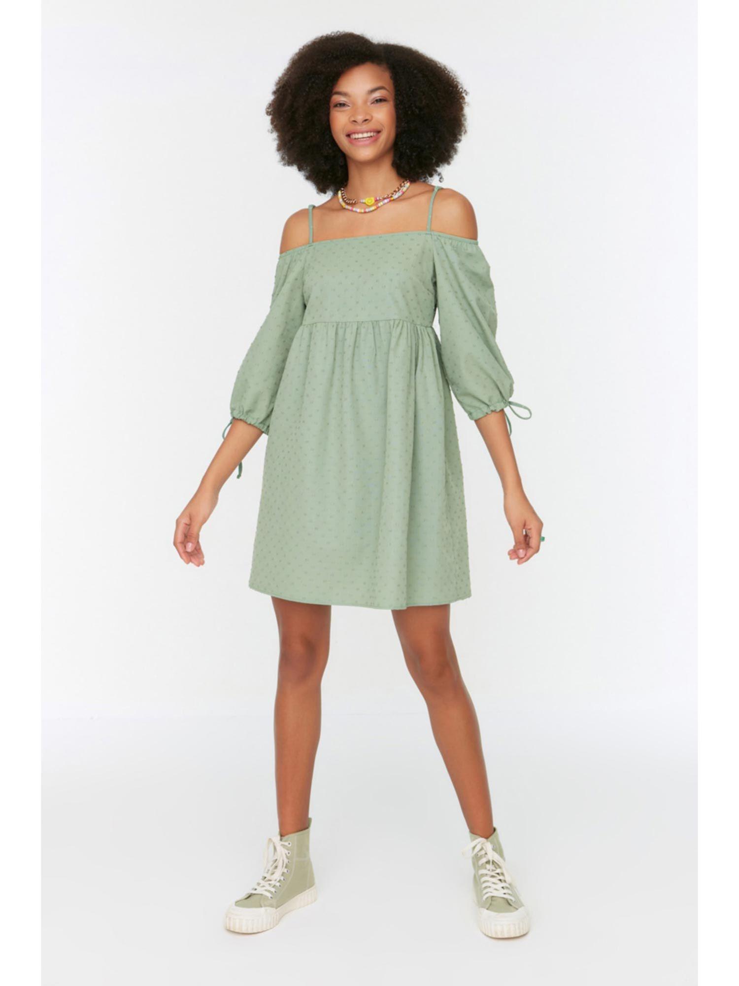 women's a-line green mini dresses