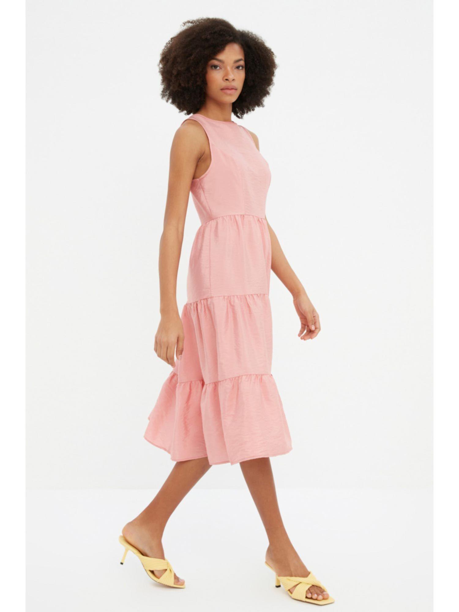 women's a-line pink midi dresses