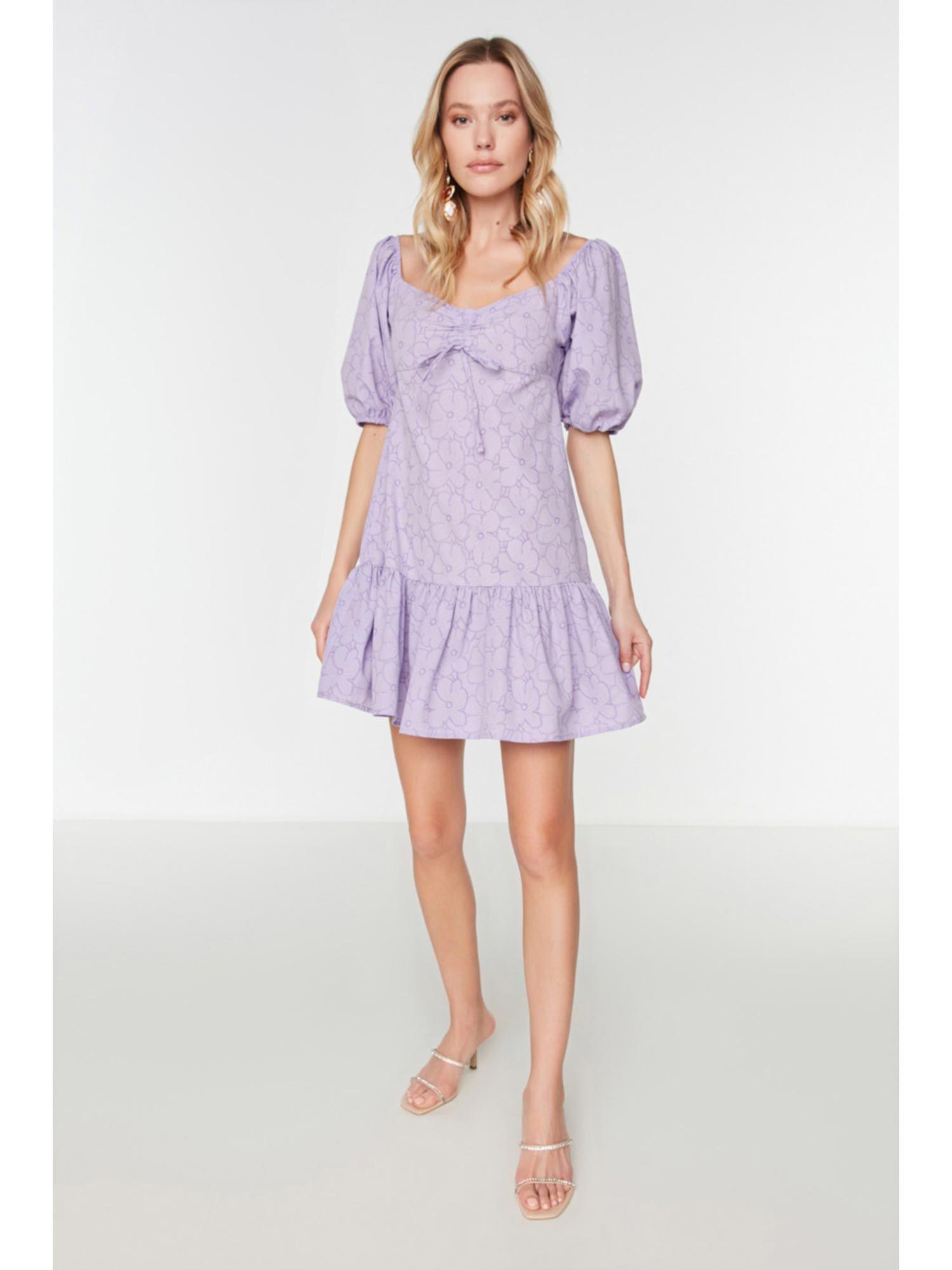 women's a-line purple mini dresses