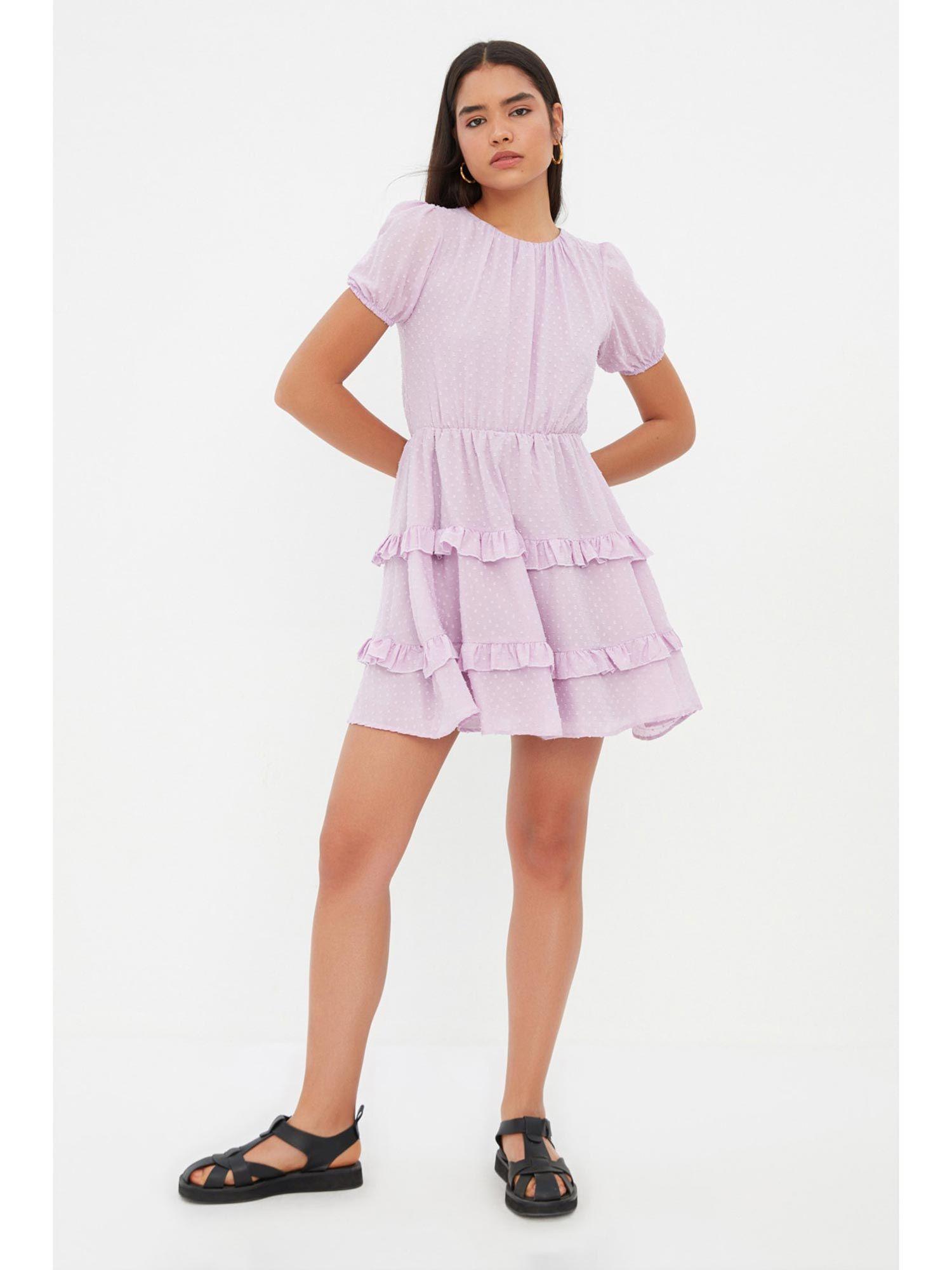 women's a-line purple mini dresses