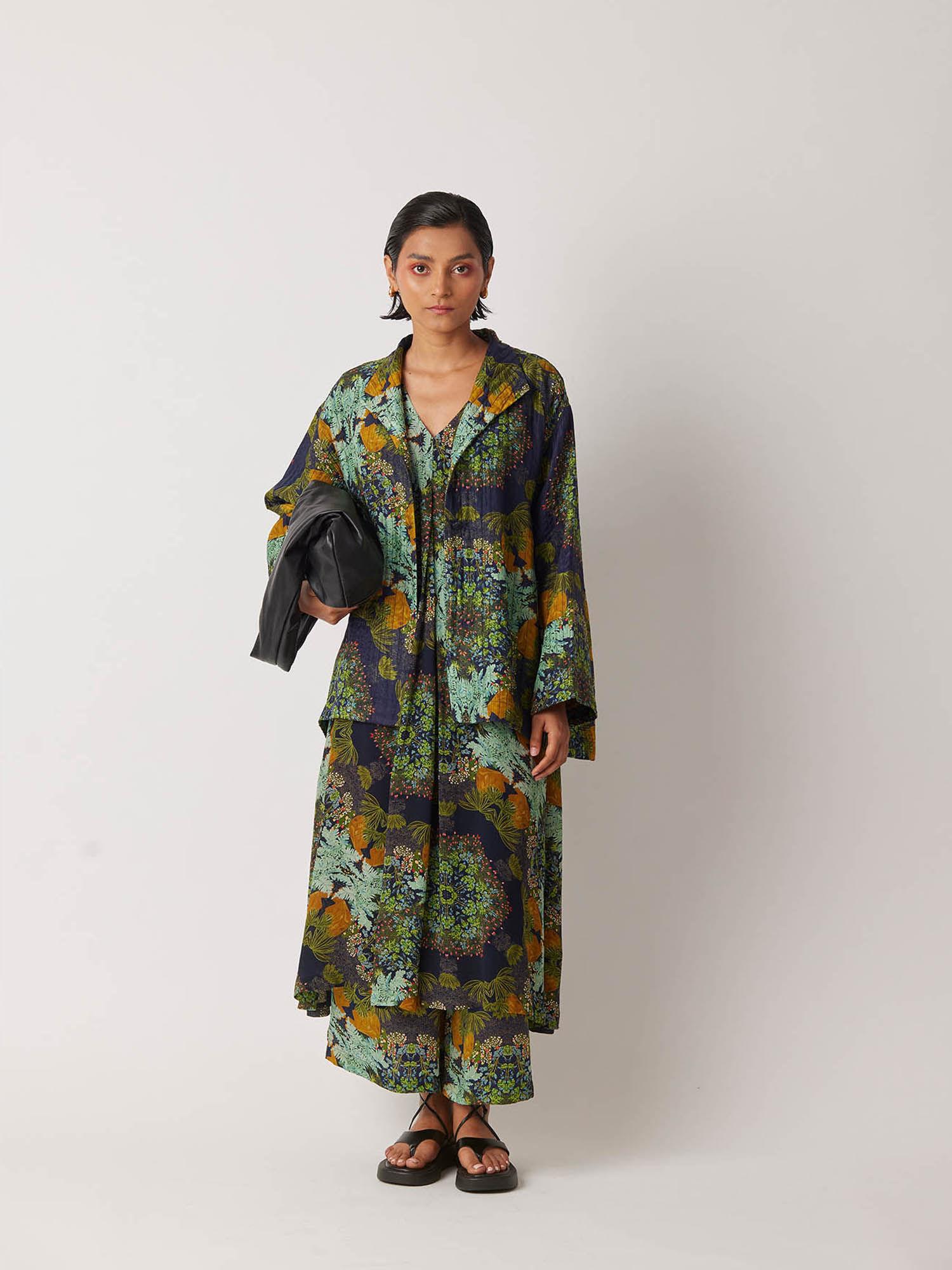 women's accord floral & printed green jacket