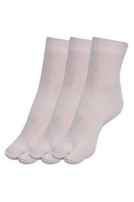 women's ankle length cotton thumb socks, pack of 3 - baby pink