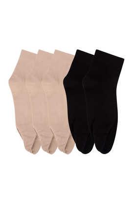 women's ankle length cotton thumb socks, pack of 5 - multi