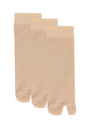 women's ankle length opaque socks - pack of 3 pairs - natural