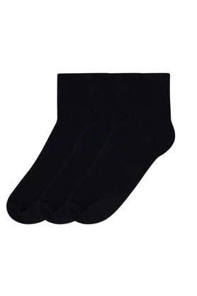 women's ankle length terry socks - pack of 3 pairs - black