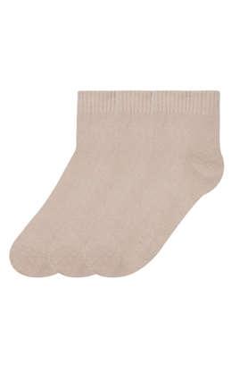 women's ankle length terry socks - pack of 3 pairs - natural