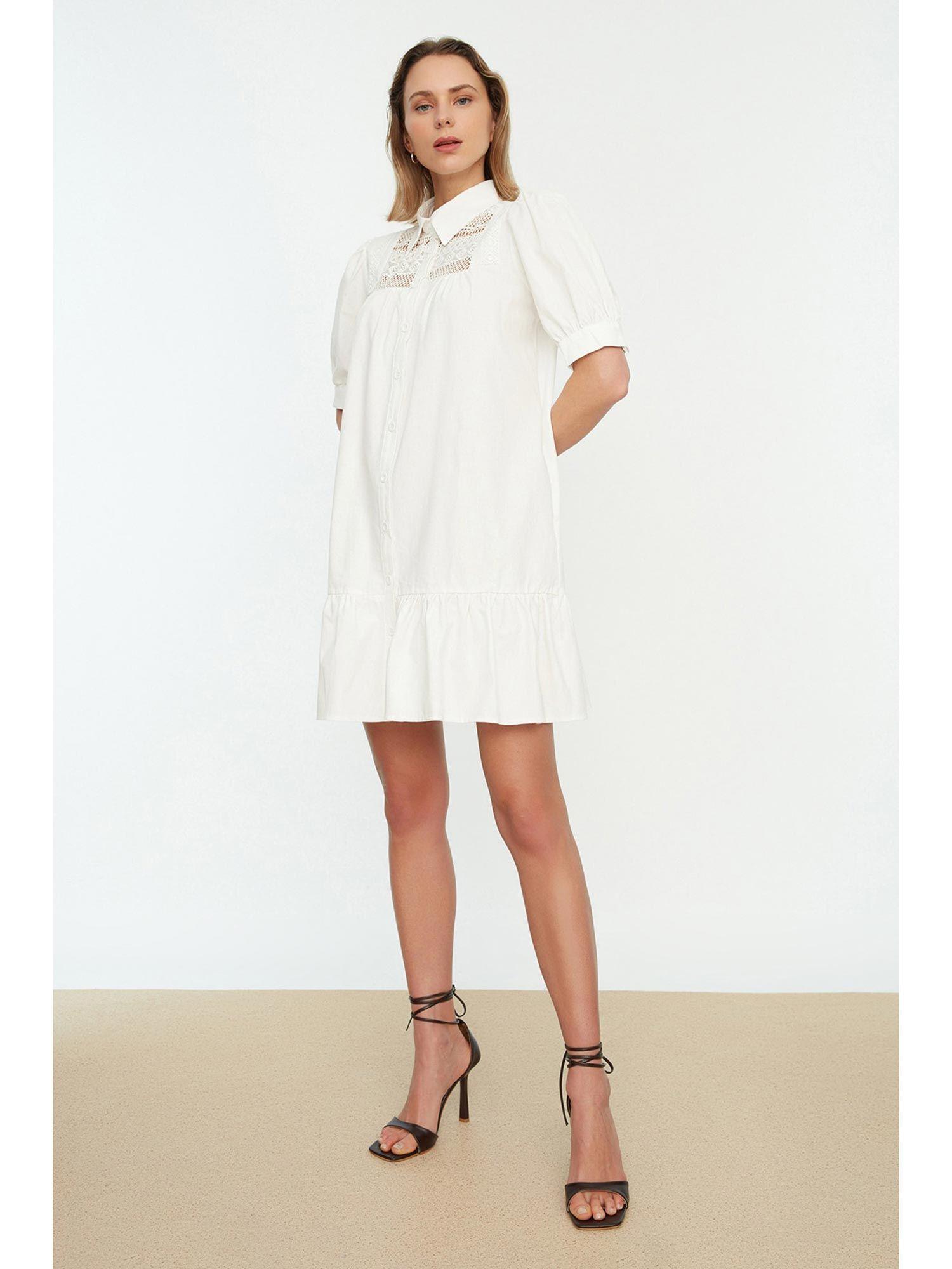 women's anti-fit white mini dresses