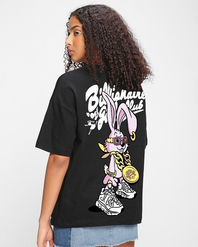 women's black billionaire girls club graphic printed oversized t-shirt