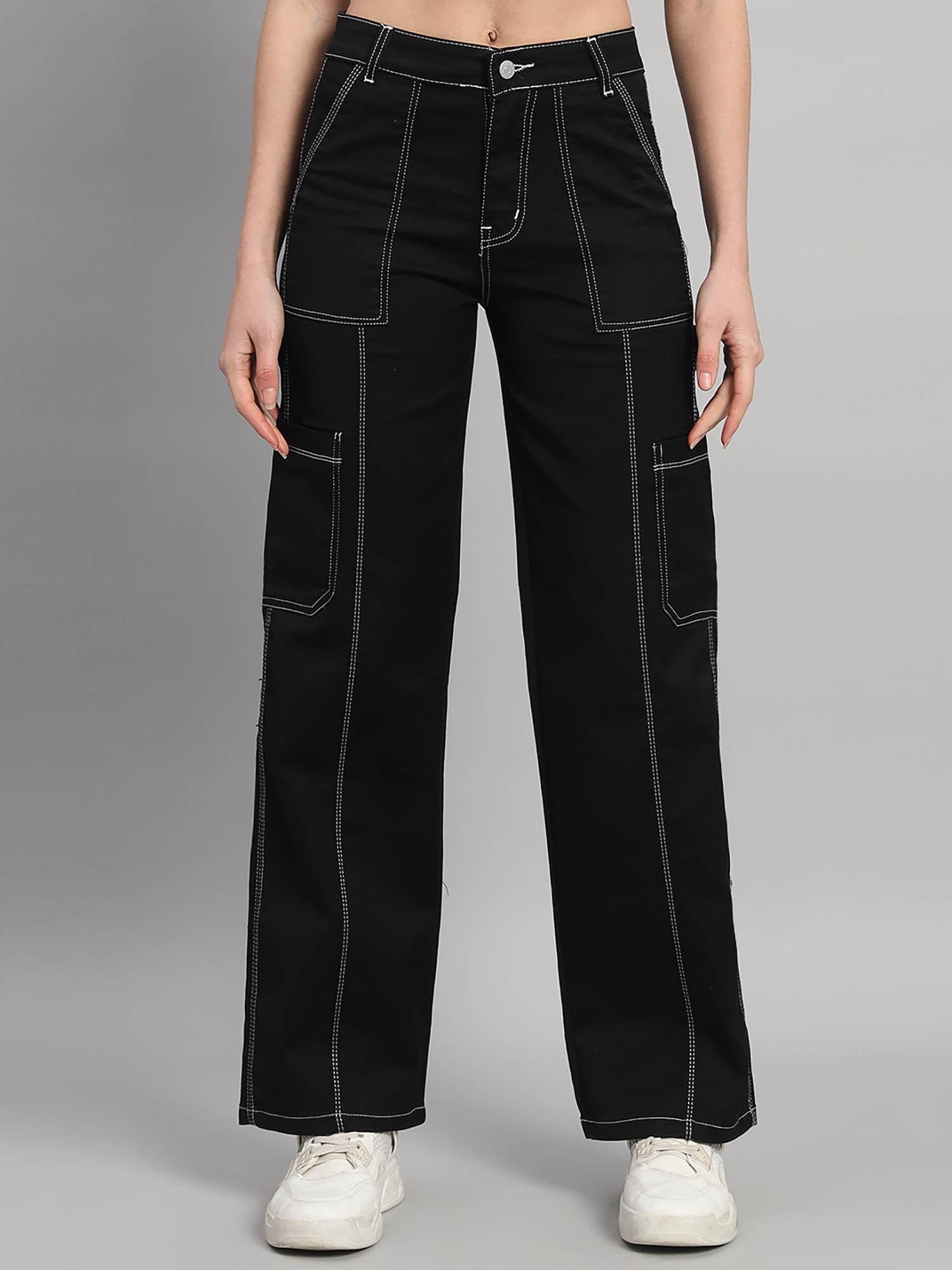 women's black cargo jeans