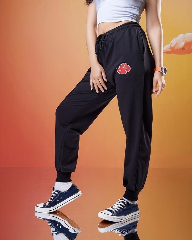 women's black chibi itachi graphic printed super loose fit joggers