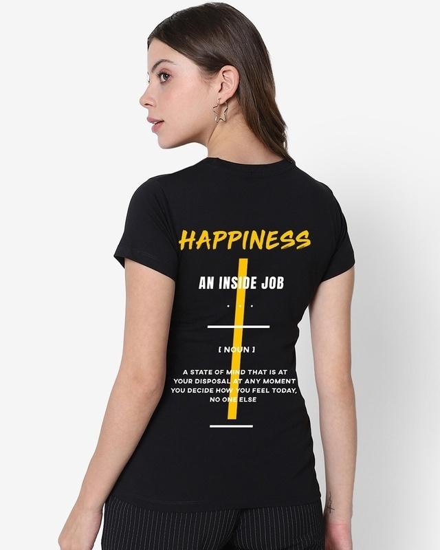 women's black happy state typography t-shirt