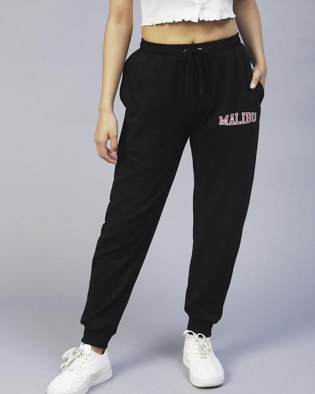 women's black malibu typography joggers