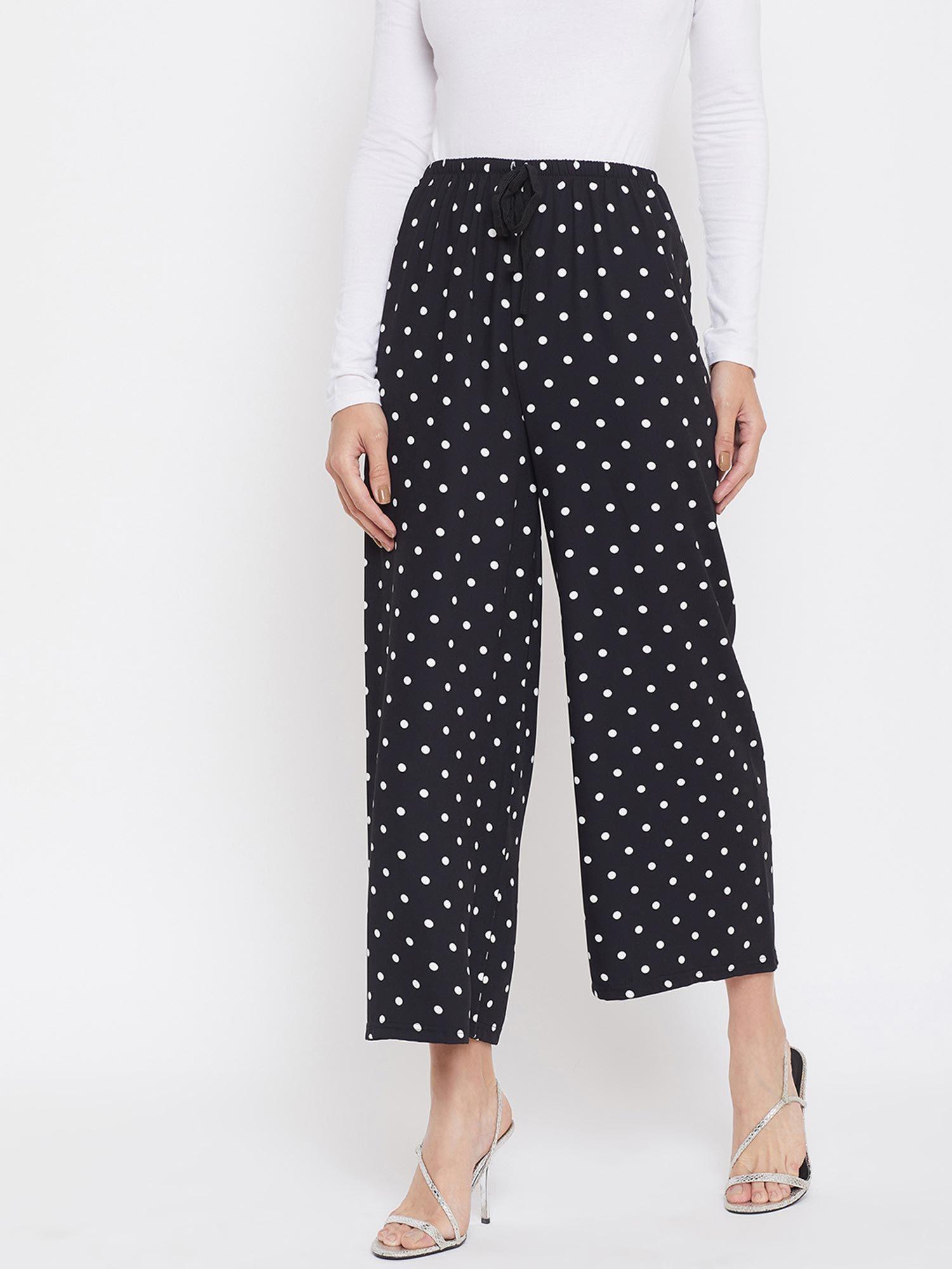 women's black polka dots trousers