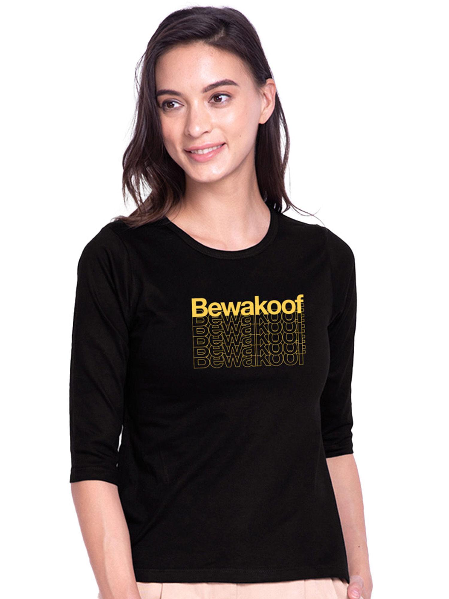 women's black printed t-shirt