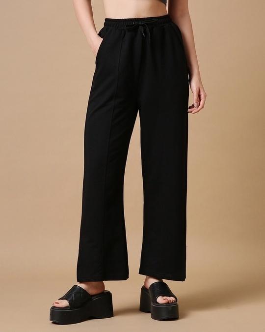 women's black relaxed fit track pant