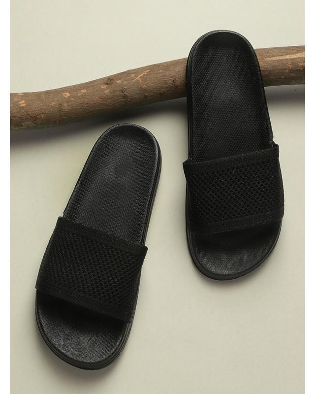 women's black sliders