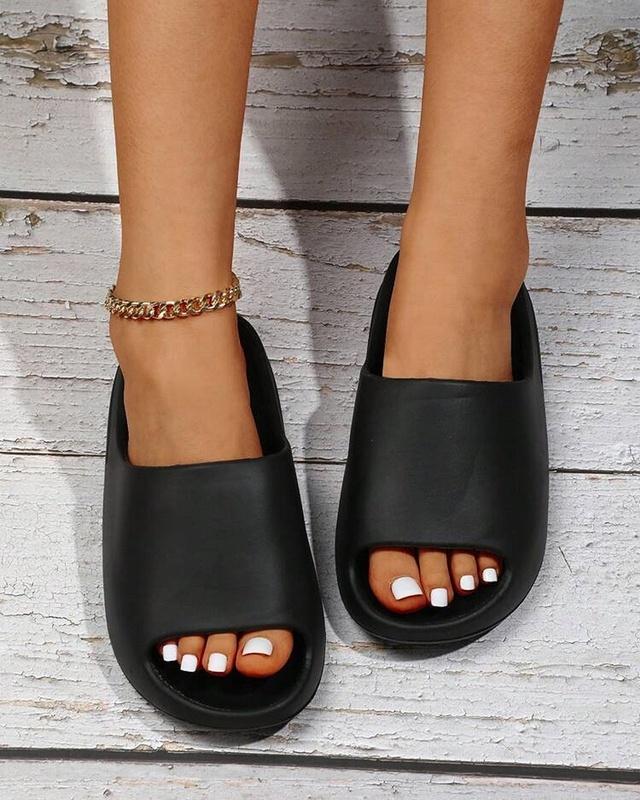 women's black sliders