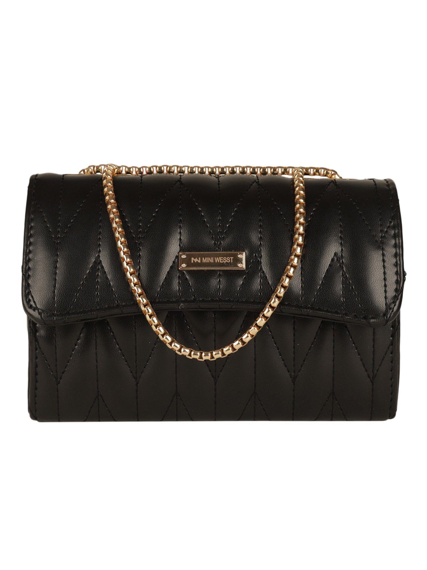 women's black sling and cross bag