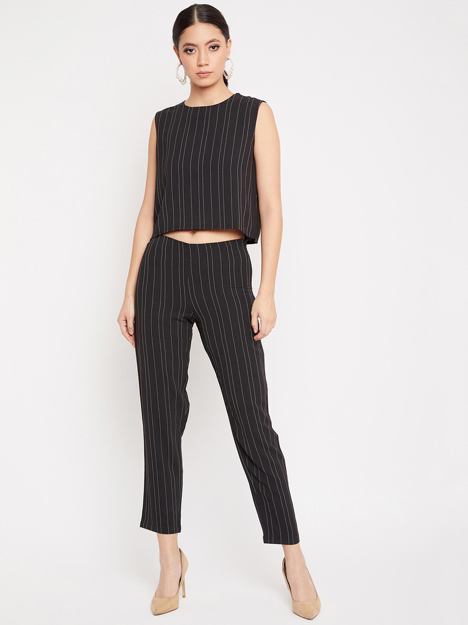 women's black stripes co-ord (set of 2)