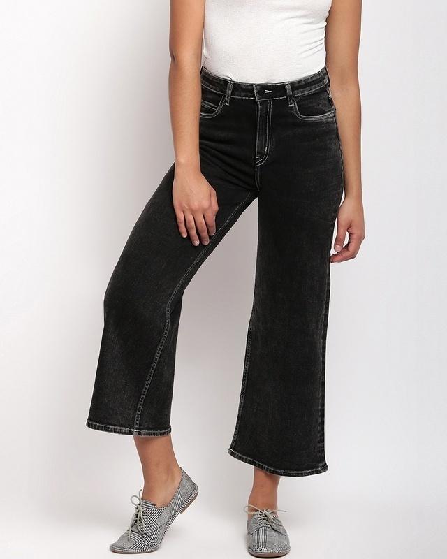 women's black wide leg jeans