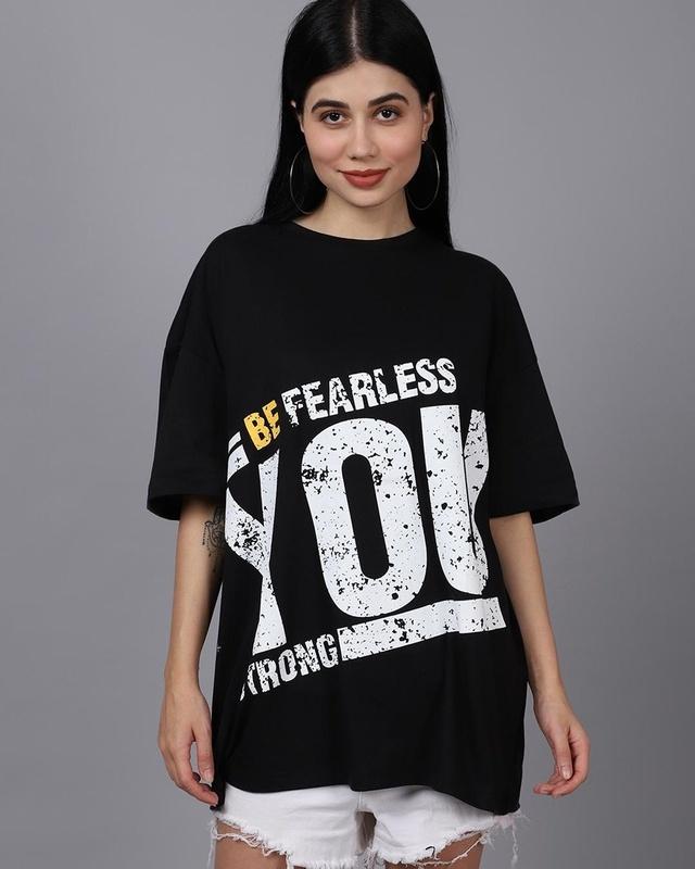 women's black you typography oversized t-shirt