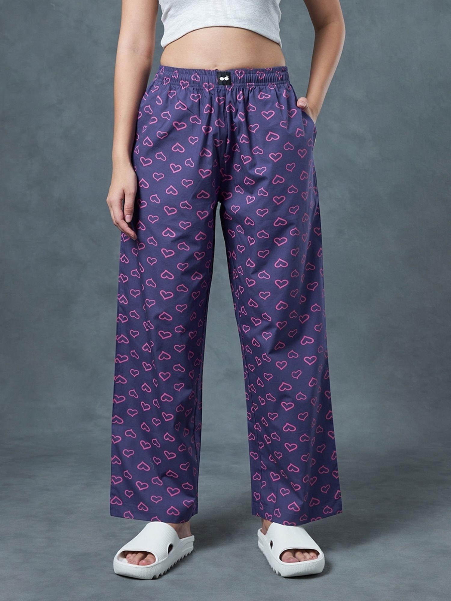 women's blue all over printed oversized pyjamas