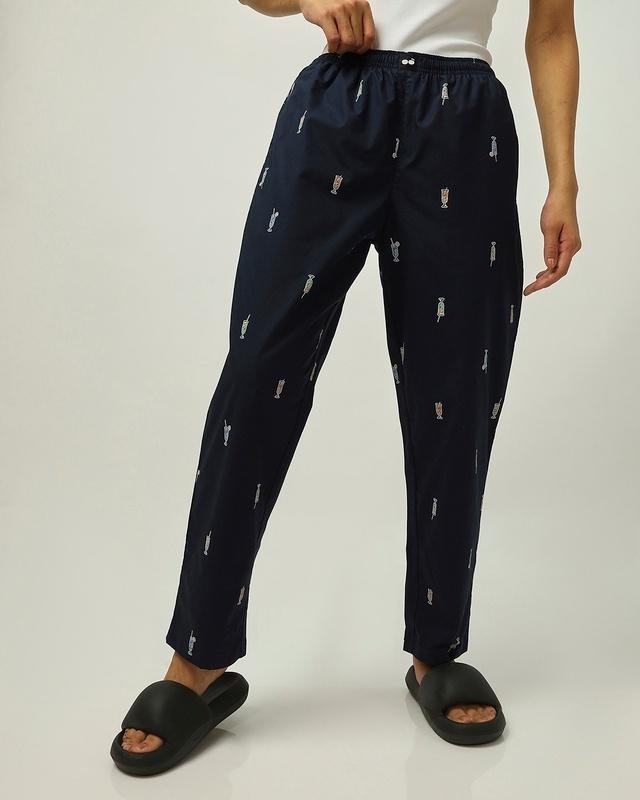 women's blue all over printed pyjamas