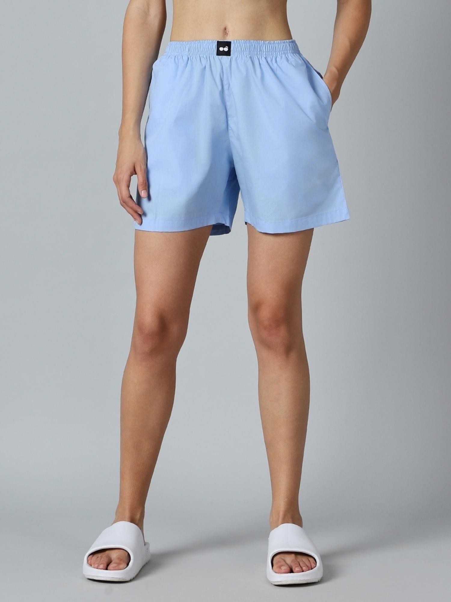 women's blue boxer shorts