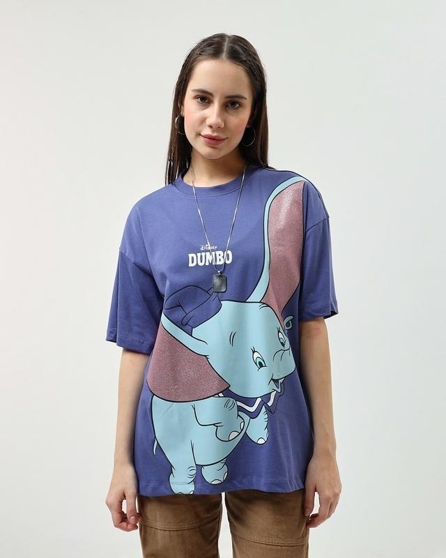 women's blue dumbo graphic printed oversized t-shirt