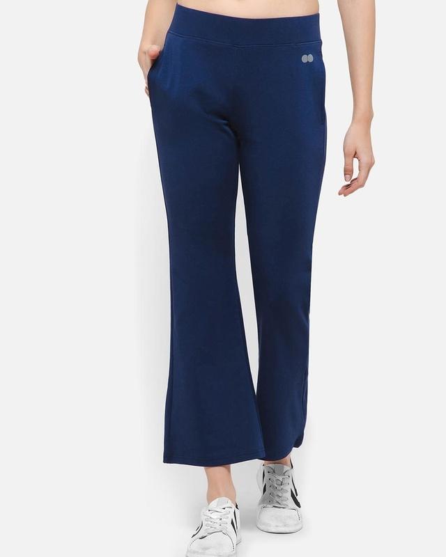women's blue flared activewear casual pants