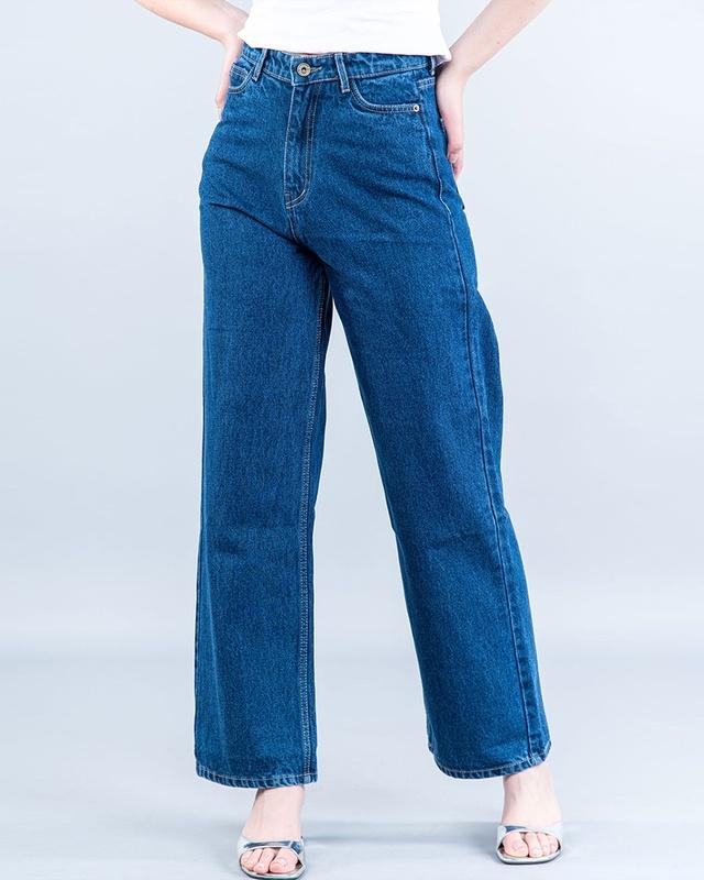 women's blue flared jeans