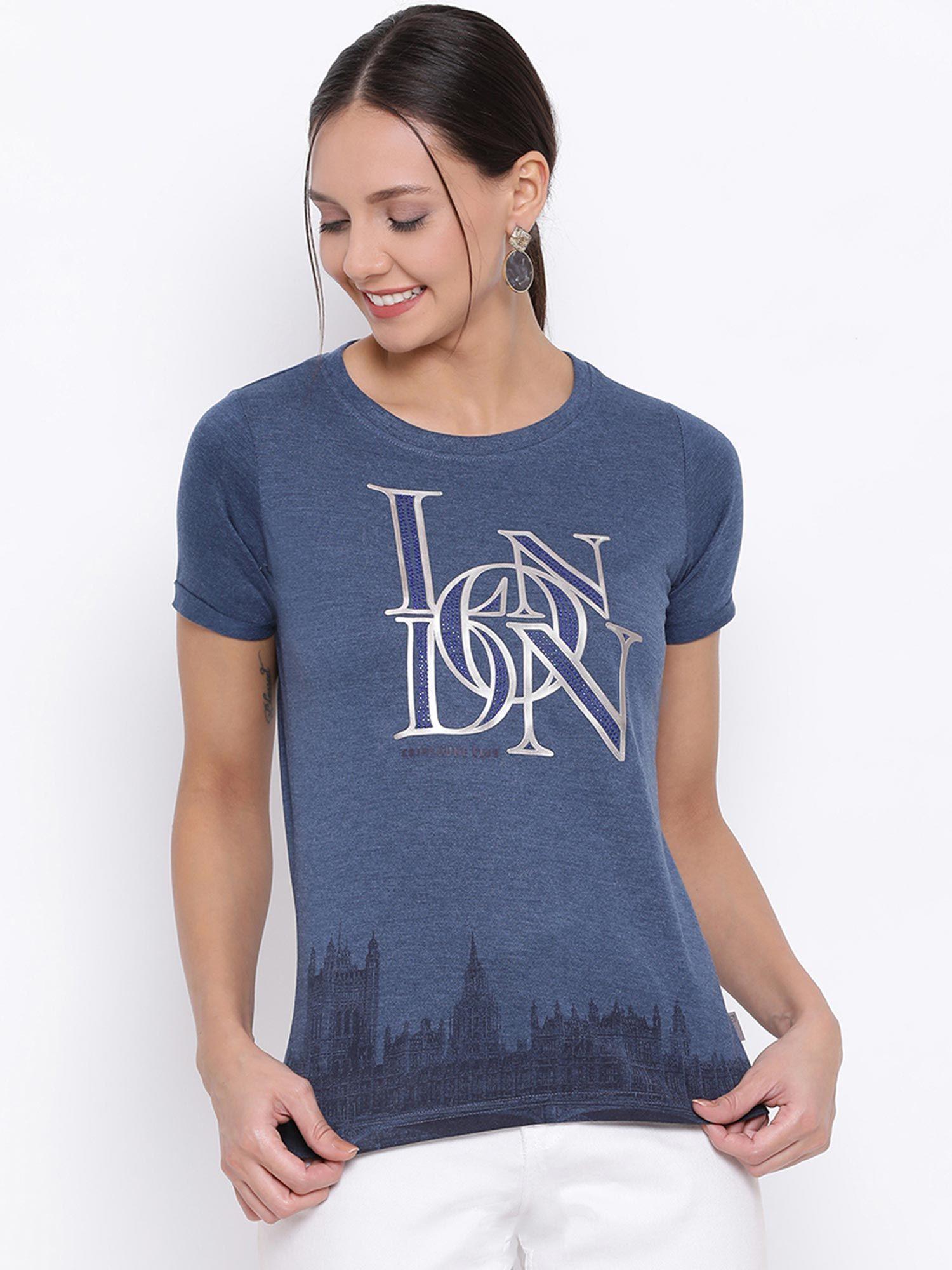 women's blue graphic t-shirts