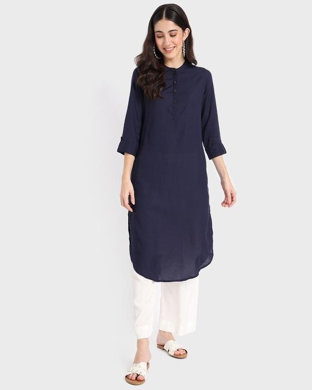 women's blue long kurta