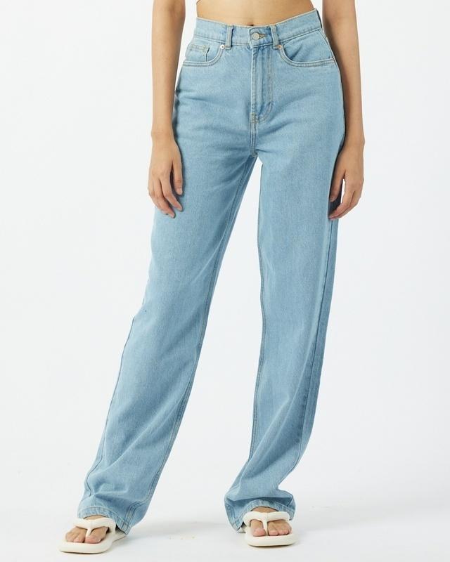 women's blue loose comfort fit jeans