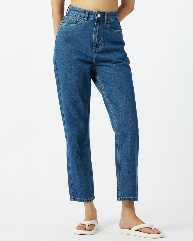 women's blue mom fit jeans