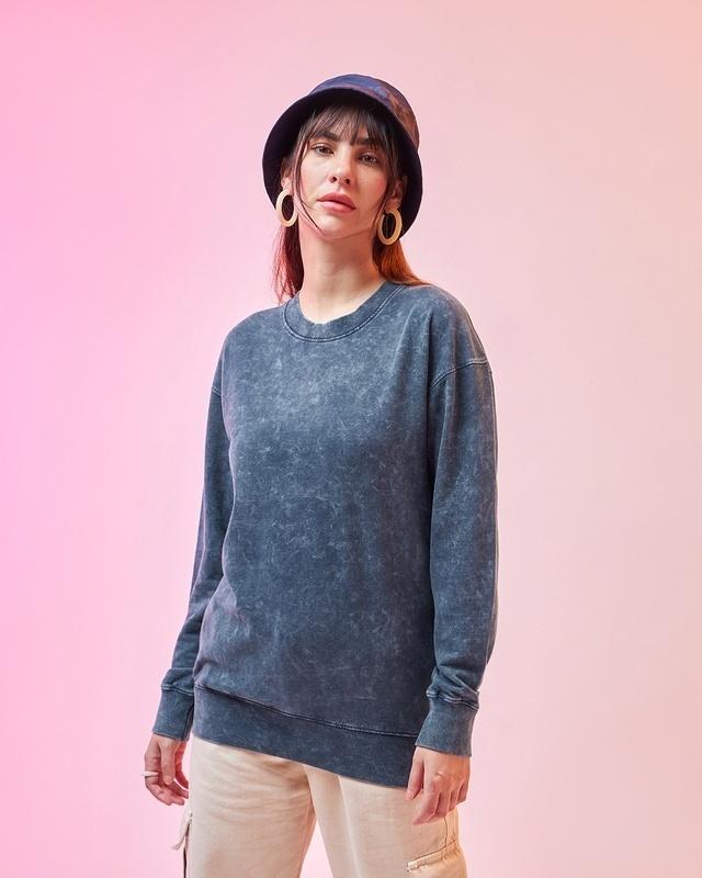 women's blue oversized sweatshirt