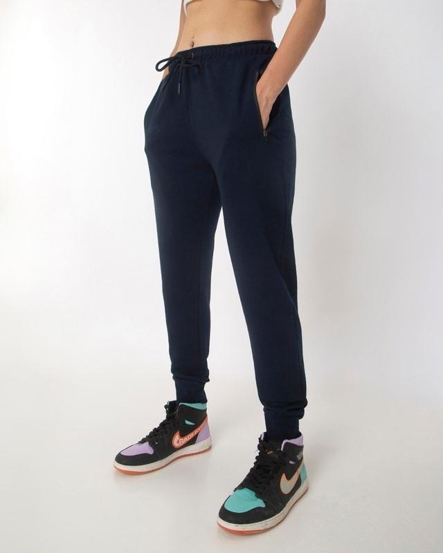 women's blue slim fit joggers